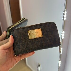 Michael Kors Dark Brown Wallet with Gold Accents